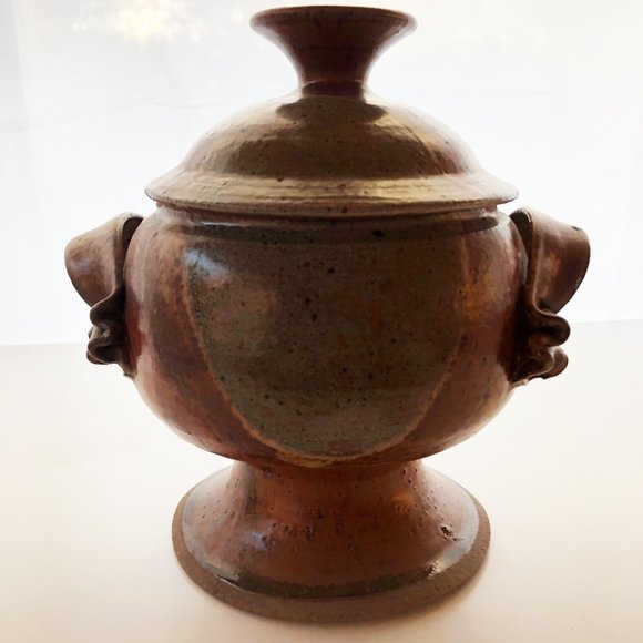 VINTAGE 70s STUDIO POTTERY LARGE SOUP TUREEN MCM - Picture 2 of 10